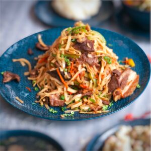 Stir fried handmade noodle