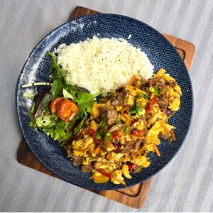 Stir fried meat and egg